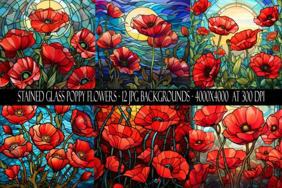 Download Stained Glass Poppy Flower Backgrounds - Flower Collection