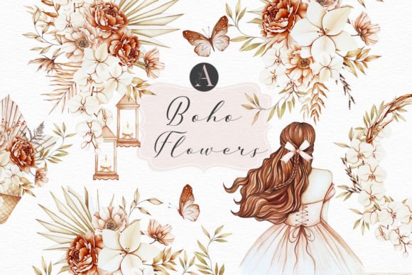 Download Watercolor Flowers Boho Clipart - Flower Collection