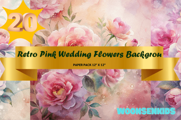 Download Top Retro Pink Wedding Flowers Background Watercolor Png Kdp Digital Paper - Flower Collection