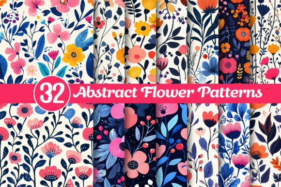 Download Abstract Flower Patterns Bundle - Flower Collection