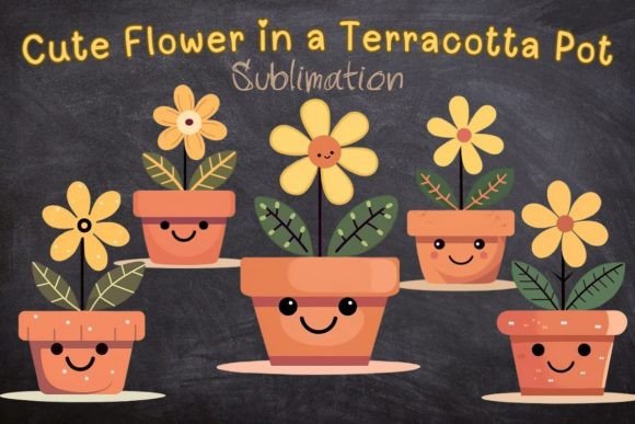 Download Cute Flower in a Terracotta Pot Sublimat - Flower Collection