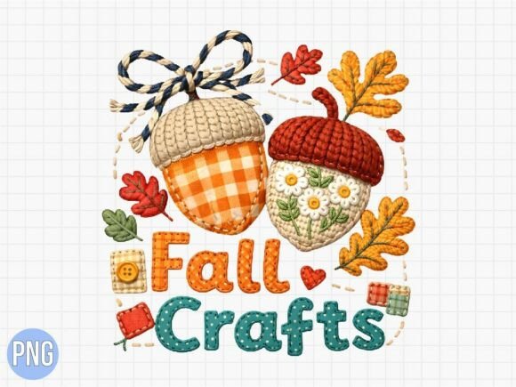 Download Fall Autumn Crafts Acorn Embroidery PNG - Autumn crafts Collection