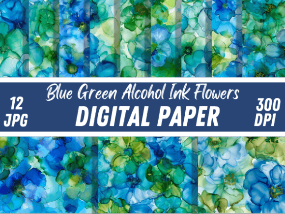 Download Blue Green Alcohol Ink Flower Patterns - Flower Collection