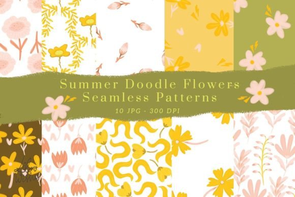 Download Summer Doodle Flower Seamless Patterns - Flower Collection