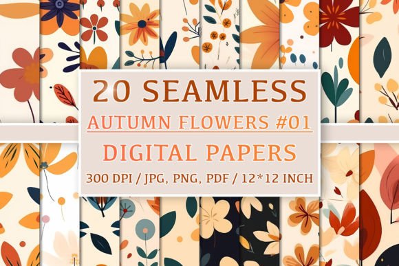 Download 20 Seamless Autumn Flower Patterns #1 - Flower Collection