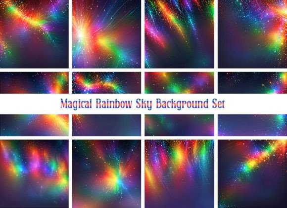Download Magical Rainbow Sky Background Set - Magical Collection