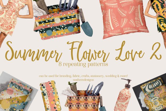 Download Summer Flower Love 2 Repeating Patterns - Flower Collection