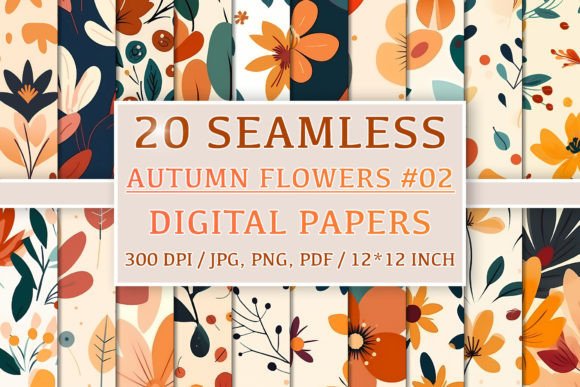Download 20 Seamless Autumn Flower Patterns #2 - Flower Collection