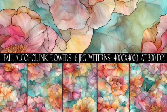 Download Fall Alcohol Ink Flower Patterns - Flower Collection