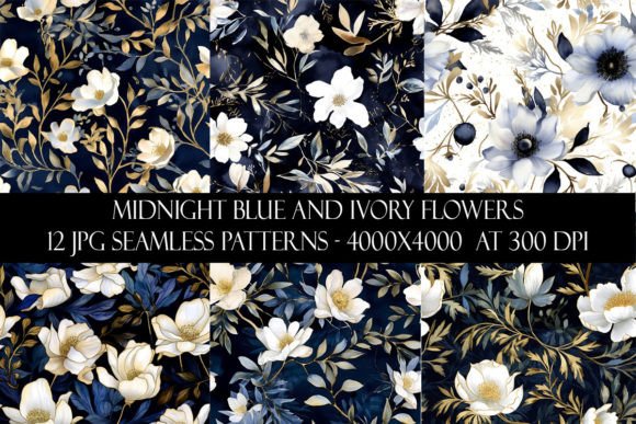 Download Midnight Blue and Ivory Flower Patterns - Flower Collection