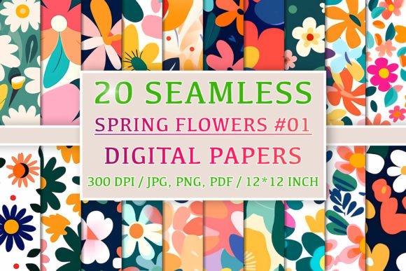 Download 20 Seamless Spring Flower Patterns #1 - Flower Collection
