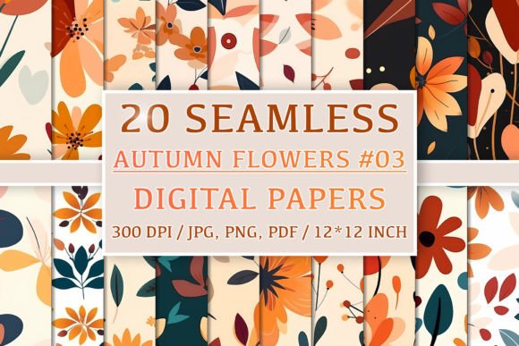 Download 20 Seamless Autumn Flower Patterns #3 - Flower Collection
