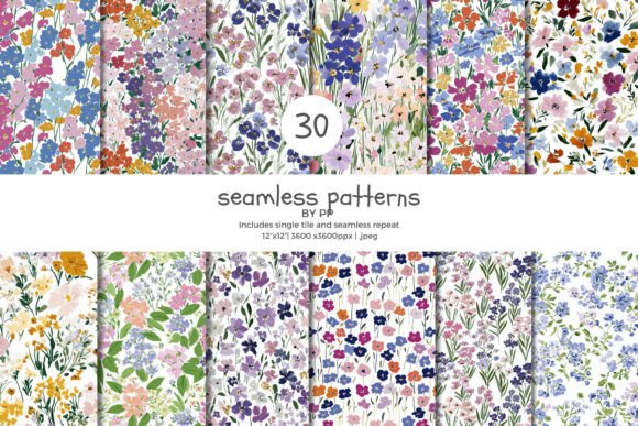 Download Wildflower Seamless Pattern Bundle - Flower Collection