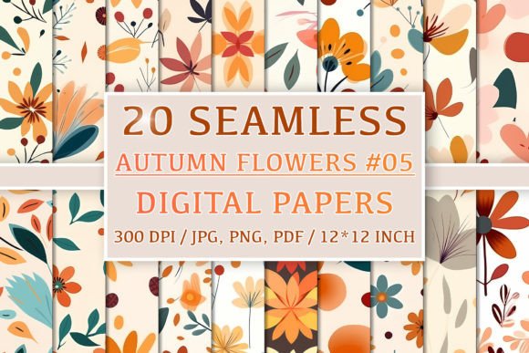 Download 20 Seamless Autumn Flower Patterns #5 - Flower Collection