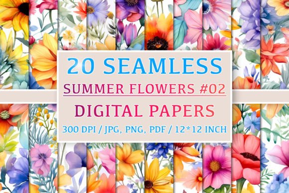 Download 20 Seamless Summer Flower Patterns #2 - Flower Collection