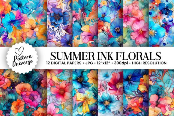 Download Summer Alcohol Ink Flower Patterns - Flower Collection
